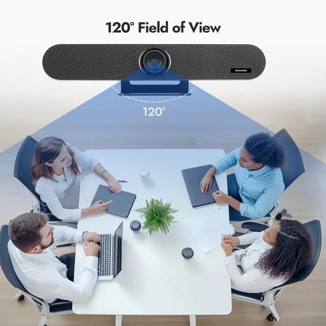 Alt view image 11 of 20 - ROCWARE RB10 Video Conferencing Camera - 20 Megapixel - 30 fps - USB 3.0 Type C - 4K - 3840 x 2160 Video - CMOS Sensor - Adjustable Focus - 120° Angle - Table Mount, Wall - 5x Digital Zoom - M