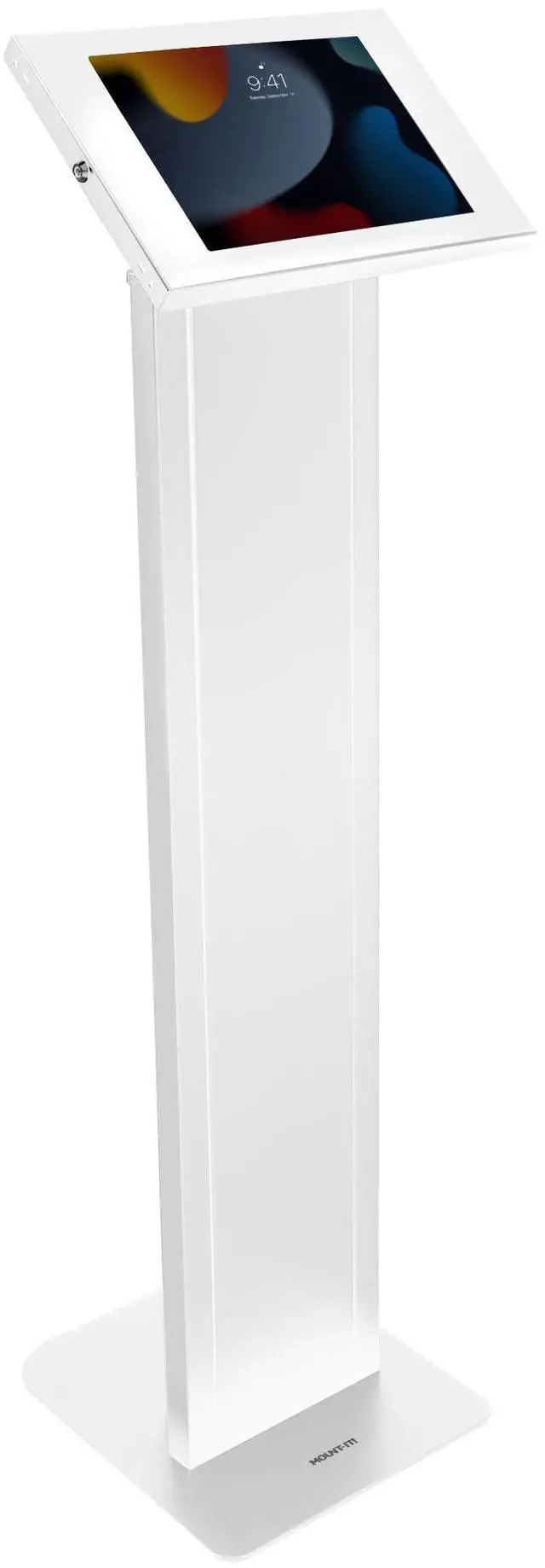 Main image of Mount-It! Anti-Theft Tablet Floor Stand, Commercial Tablet Floor Kiosk with Universal Enclosure, Locking Mount Stand for iPad Gen 7-10, Pro, Air, 10.2 inch, 10.9 Inch, White