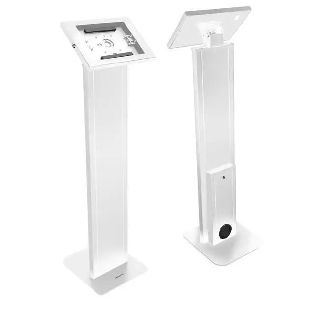 Alt view image 2 of 8 - Mount-It! Anti-Theft Tablet Floor Stand, Commercial Tablet Floor Kiosk with Universal Enclosure, Locking Mount Stand for iPad Gen 7-10, Pro, Air, 10.2 inch, 10.9 Inch, White