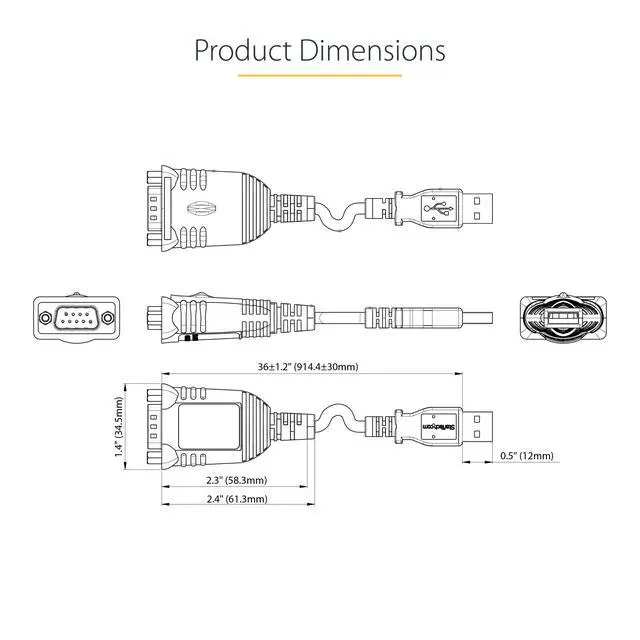 Alt view image 7 of 7 - 3ft (1m) USB to Serial Cable, DB9 Male RS232 to USB Converter, Prolific IC, USB to Serial Adapter for PLC/Printer/Scanner/Switch, USB to COM Port Adapter, Windows/Mac (1P3FP-USB-SERIAL)