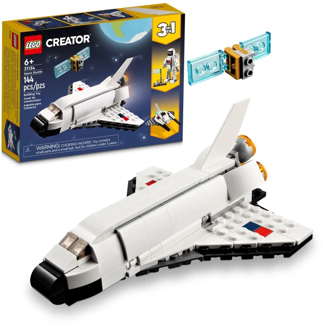 Main image of Creator 3 in 1 Space Shuttle Toys - Space Toys Building Set for Boys & Girls, Ages 6+ - Option to Build 2 Spaceships or Astronaut - Educational Gift for Kids Birthday & Holidays - 31134