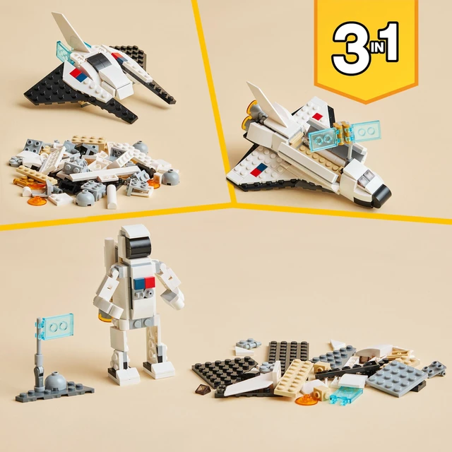 Alt view image 4 of 7 - Creator 3 in 1 Space Shuttle Toys - Space Toys Building Set for Boys & Girls, Ages 6+ - Option to Build 2 Spaceships or Astronaut - Educational Gift for Kids Birthday & Holidays - 31134