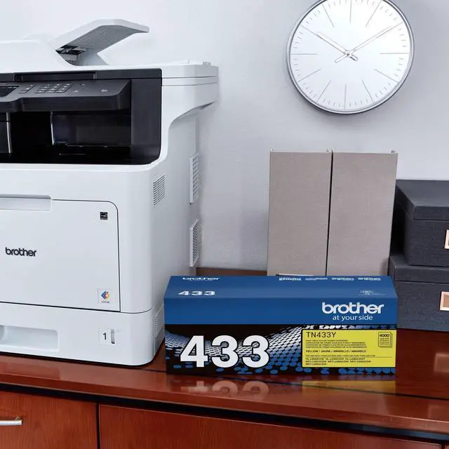 Alt view image 2 of 7 - Genuine High Yield Toner Cartridge, TN433Y, Replacement Yellow Toner, Page Yield Up to 4,000 Pages, Amazon Dash Replenishment Cartridge, TN433 | Prints up to 4,000 pages, Amazon Dash replenishment