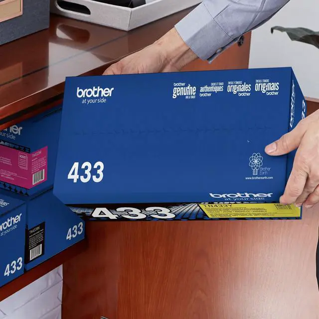Alt view image 6 of 7 - Genuine High Yield Toner Cartridge, TN433Y, Replacement Yellow Toner, Page Yield Up to 4,000 Pages, Amazon Dash Replenishment Cartridge, TN433 | Prints up to 4,000 pages, Amazon Dash replenishment