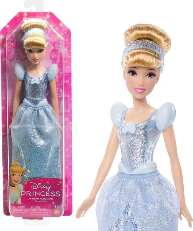 Main image of Mattel Disney Princess Toys, Cinderella Fashion Doll, Sparkling Look with Blonde Hair, Blue Eyes & Hair Accessory, Inspired by the Movie