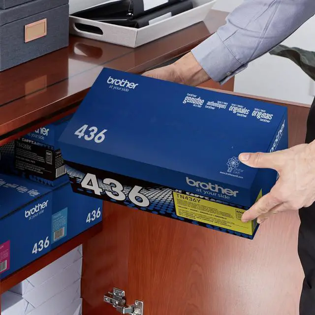 Alt view image 4 of 4 - Genuine Super High Yield Toner Cartridge, TN436Y, Replacement Yellow Toner, Yield up to 6,500 Pages, Amazon Dash Replenishment Cartridge | Prints up to 6,500 pages, Amazon Dash replenishment