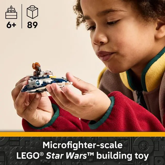 Alt view image 2 of 7 - LEGO Star Wars Plo Koons Jedi Starfighter Microfighter Kids Toy - Building Toy for Pretend Play - Clone Wars Playset and Room Decor for Boys and Girls, Ages 6+ - Birthday Gift Idea - 75400