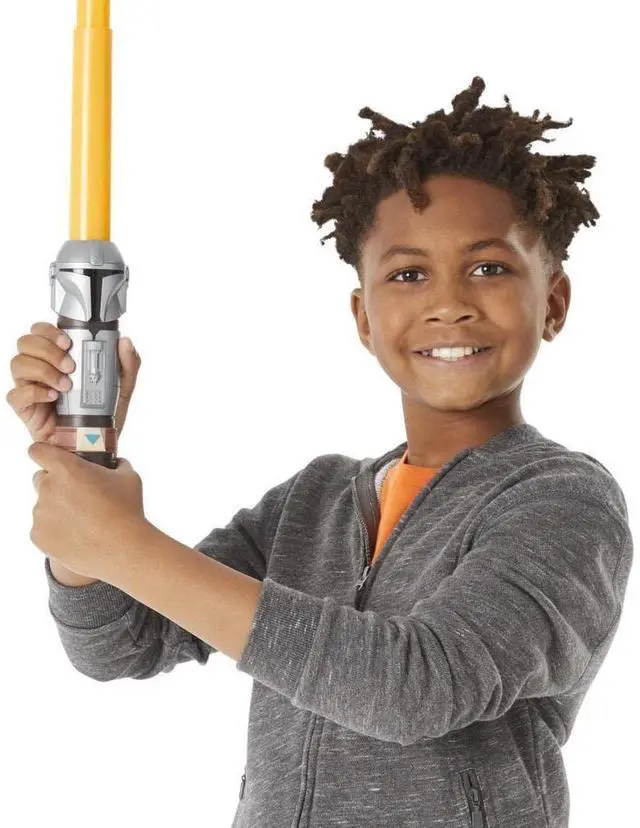 Alt view image 3 of 5 - STAR WARS Lightsaber Squad The Mandalorian Extendable Orange Lightsaber Roleplay Toy for Kids Ages 4 and Up