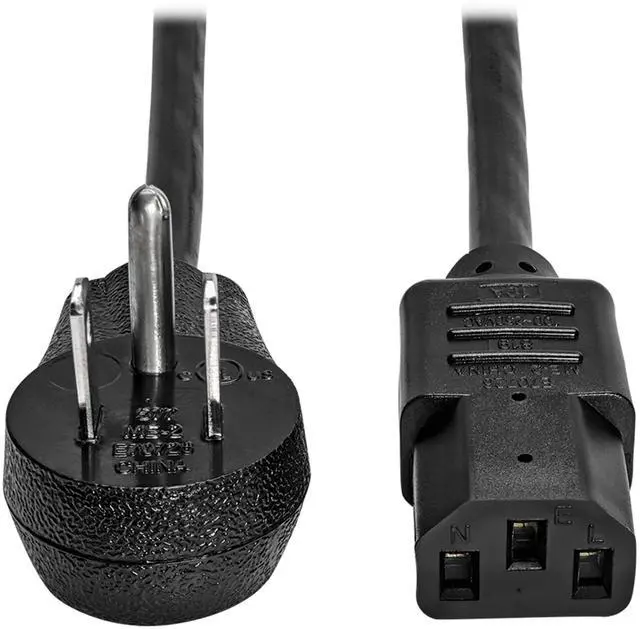 Main image of Desktop Computer AC Power Cord, Right-Angle NEMA 5-15P to C13-10A, 125V, 18 AWG, 6 ft., Black