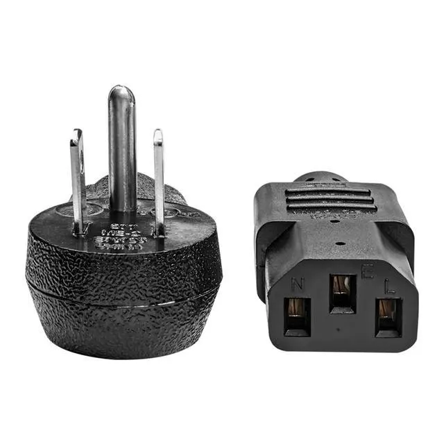 Alt view image 3 of 5 - Desktop Computer AC Power Cord, Right-Angle NEMA 5-15P to C13-10A, 125V, 18 AWG, 6 ft., Black