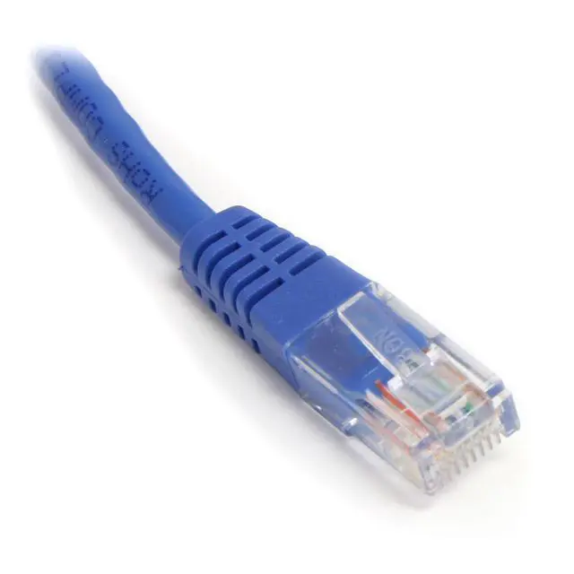 Alt view image 2 of 2 - Cat5e Ethernet Cable - 6 ft - Blue - Patch Cable - Molded Cat5e Cable - Short Network Cable - Ethernet Cord - Cat 5e Cable - 6ft (M45PATCH6BL)
