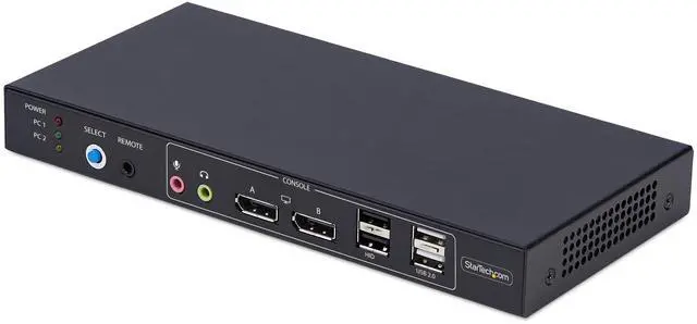 Alt view image 8 of 14 - StarTech 2-Port Dual-Monitor DisplayPort KVM Switch with Dual View Video Matrix- 4K 60Hz - 4x USB Hub Ports - Hotkey Switching - DP 1.2 Matrix KVM P2ADD121D-KVM-SWITCH