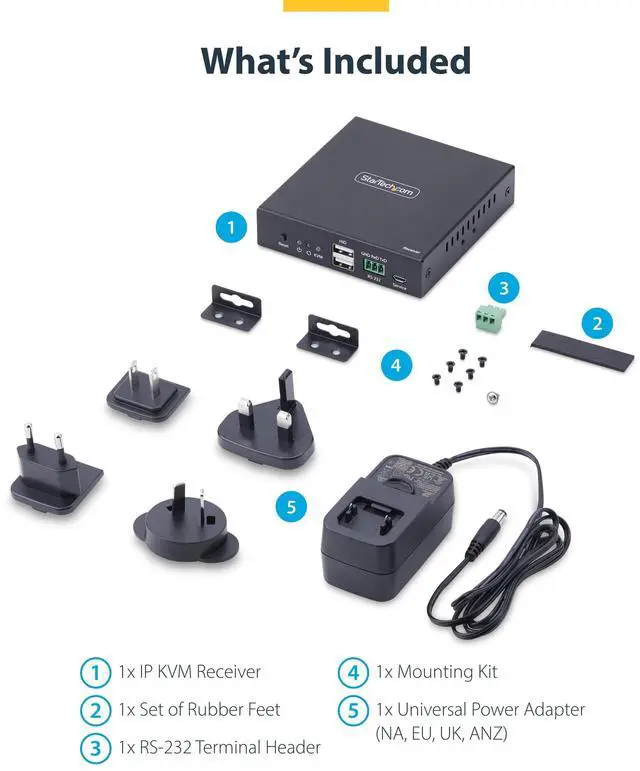 Alt view image 10 of 11 - StarTech HDMI KVM Receiver Over IP Network for the IH2006 Product Series, 4K 60Hz, Driverless, AVoIP, Includes Mounting Kit, Receiver Only IH2006-KVM-RX