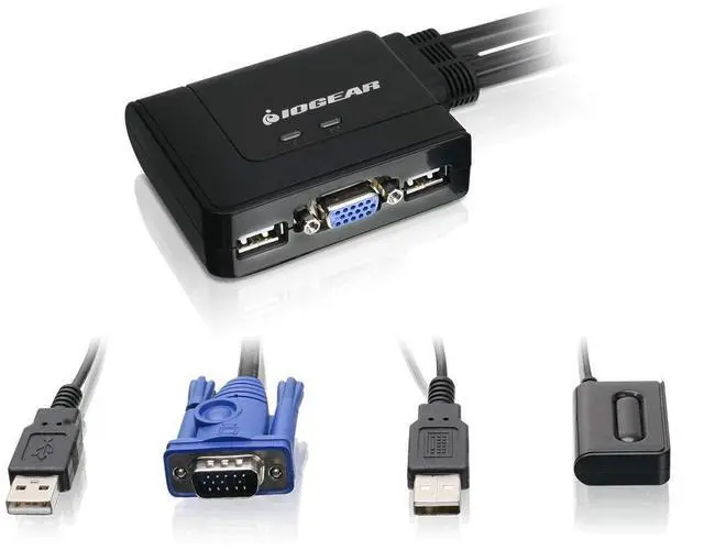 Main image of 2-Port USB VGA Cabled KVM Switch - 2048 x 1536 - Remote Button Switch - Plug n Play - PC, MAC, SUN - GCS22U
