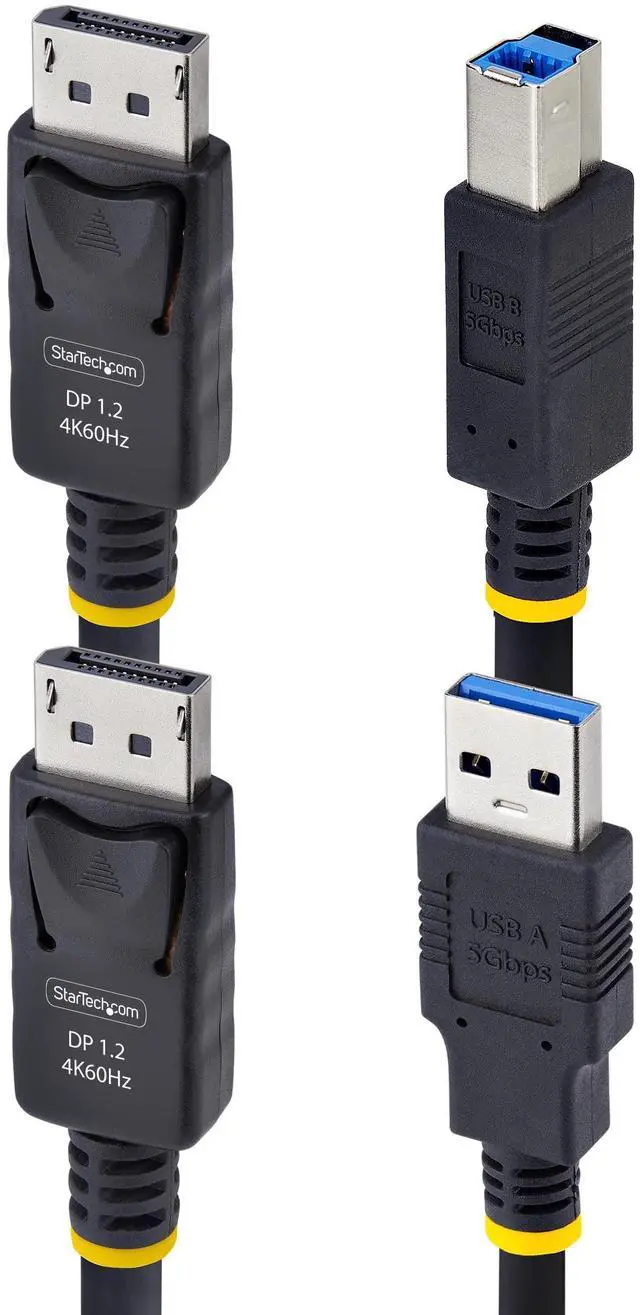 Alt view image 11 of 14 - StarTech 10ft (3m) DisplayPort and USB 5Gbps KVM Cable, 4K 60Hz, DP 1.2 and USB Combo Cable for DisplayPort KVM Switches DU12210-KVM-CABLE