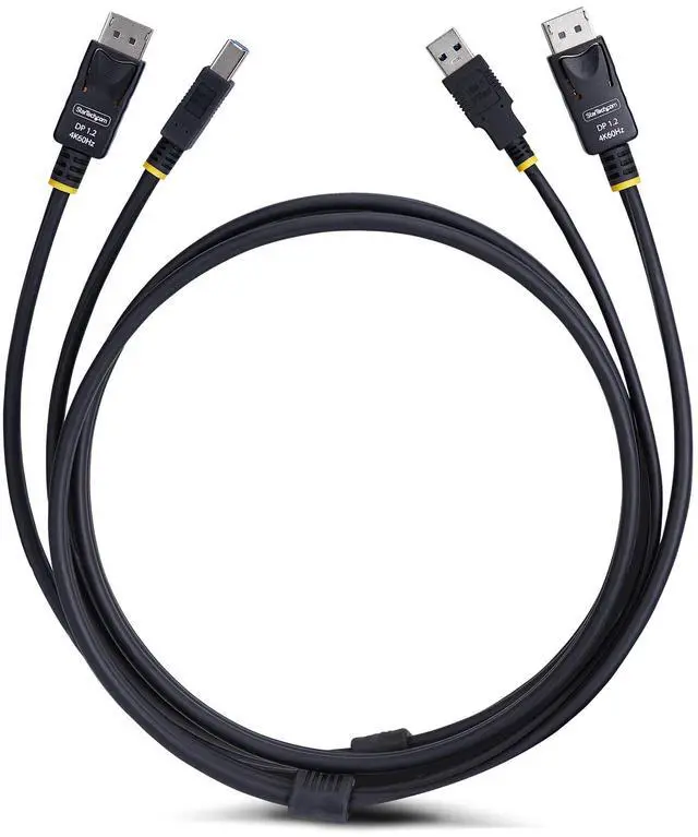 Alt view image 14 of 14 - StarTech 10ft (3m) DisplayPort and USB 5Gbps KVM Cable, 4K 60Hz, DP 1.2 and USB Combo Cable for DisplayPort KVM Switches DU12210-KVM-CABLE