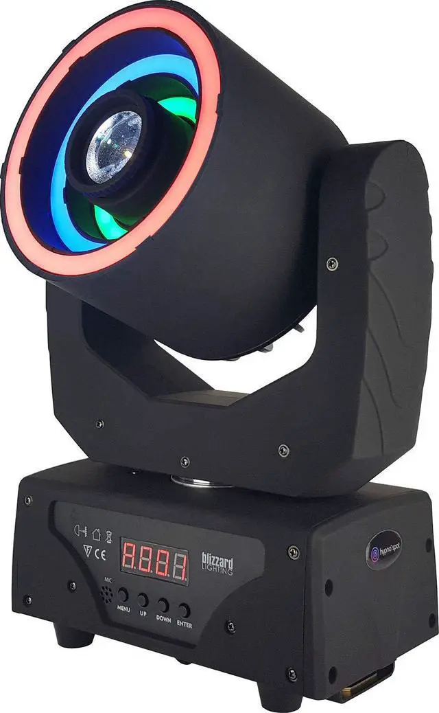 Alt view image 2 of 8 - Blizzard Lighting Hypno Spot | 30W LED Spot with RGB Ring FX | 9 Gobos + 9 Colors, Compact Moving Head