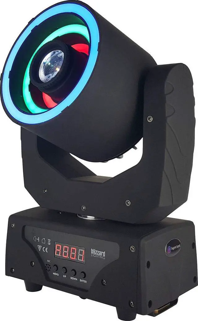 Alt view image 3 of 8 - Blizzard Lighting Hypno Spot | 30W LED Spot with RGB Ring FX | 9 Gobos + 9 Colors, Compact Moving Head