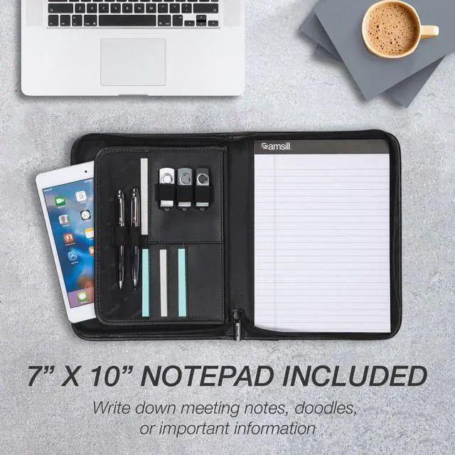 Alt view image 10 of 12 - Samsill Junior Professional Padfolio with Secure Zippered Closure 10.1 Inch Tablet Sleeve and 7 by 10 Inch Notepad Black Junior 70821