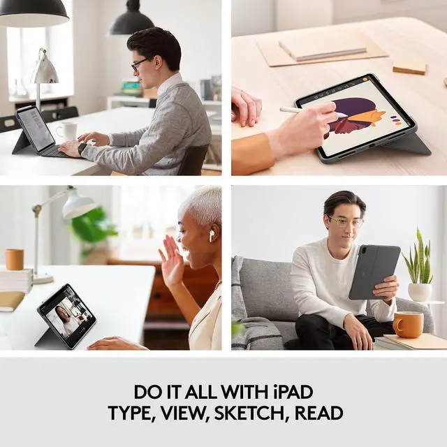 Alt view image 4 of 9 - Logitech Combo Touch Keyboard/Cover Case Apple iPad Air (4th Generation), iPad Air (5th Generation) Tablet - Oxford Gray - Scrape Resistant, Bump Resistant, Slip Resistant - Woven Fabric Body - ...
