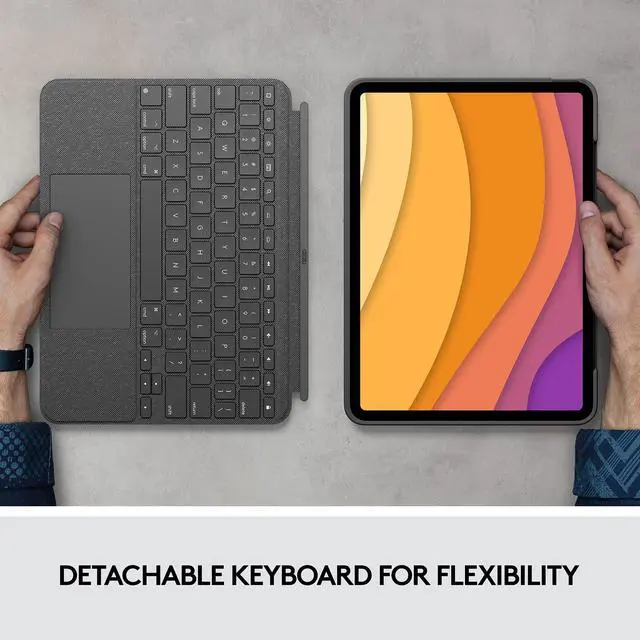 Alt view image 9 of 9 - Logitech Combo Touch Keyboard/Cover Case Apple iPad Air (4th Generation), iPad Air (5th Generation) Tablet - Oxford Gray - Scrape Resistant, Bump Resistant, Slip Resistant - Woven Fabric Body - ...
