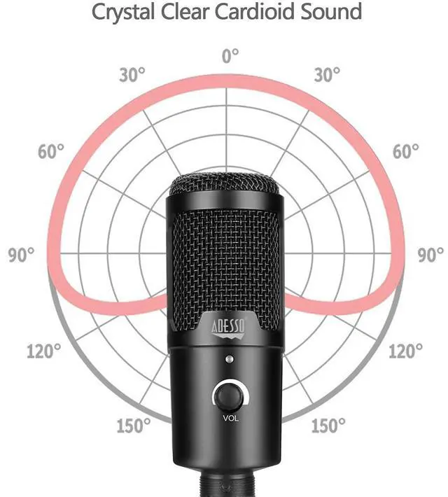 Alt view image 16 of 20 - Adesso Xtream M4 Wired Condenser Microphone XTREAMM4