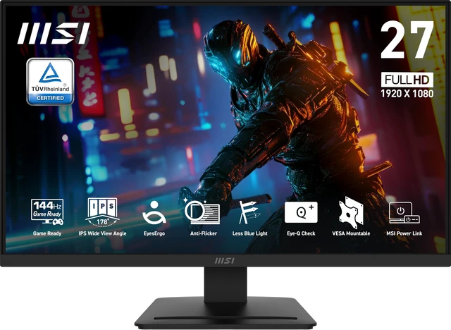 Main image of PRO MP273L E14 27-inch IPS 1920 x 1080 (FHD) Gaming Office Monitor, 144Hz, Free-Synch, HDR Ready, HDMI, VGA Port,VESA Mountable, Tilt, 4-Side Slim Bezel,1ms, Black