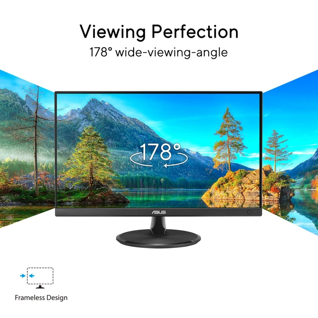 Alt view image 2 of 7 - 22 1080P Eye Care Monitor (VP227HF) - (21.45-inch viewable), Full HD, 99% sRGB, Frameless, 100Hz, Adaptive-Sync, 1ms, HDMI, Low Blue Light, Flicker Free, VESA Wall Mountable