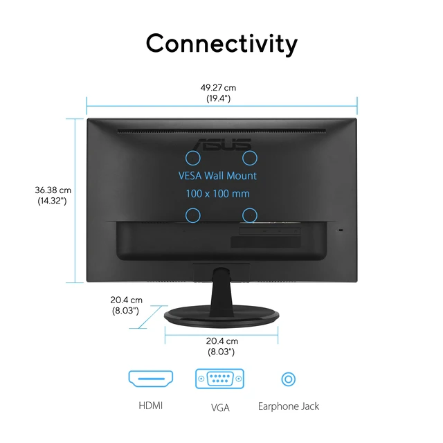 Alt view image 6 of 7 - 22 1080P Eye Care Monitor (VP227HF) - (21.45-inch viewable), Full HD, 99% sRGB, Frameless, 100Hz, Adaptive-Sync, 1ms, HDMI, Low Blue Light, Flicker Free, VESA Wall Mountable