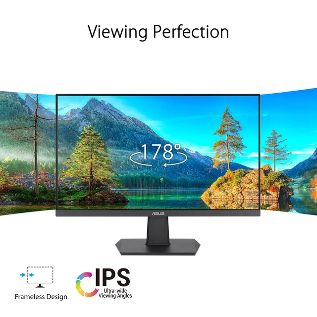Alt view image 2 of 7 - VA24EHF2-24" 1080P FHD 120Hz IPS Computer Monitor, HDMI, VGA, VESA IPS, Full HD, 99% sRGB, Frameless, 120Hz, Adaptive-Sync, 1ms, HDMI, VGA, Low Blue Light, Flicker Free, VESA Wall Mount
