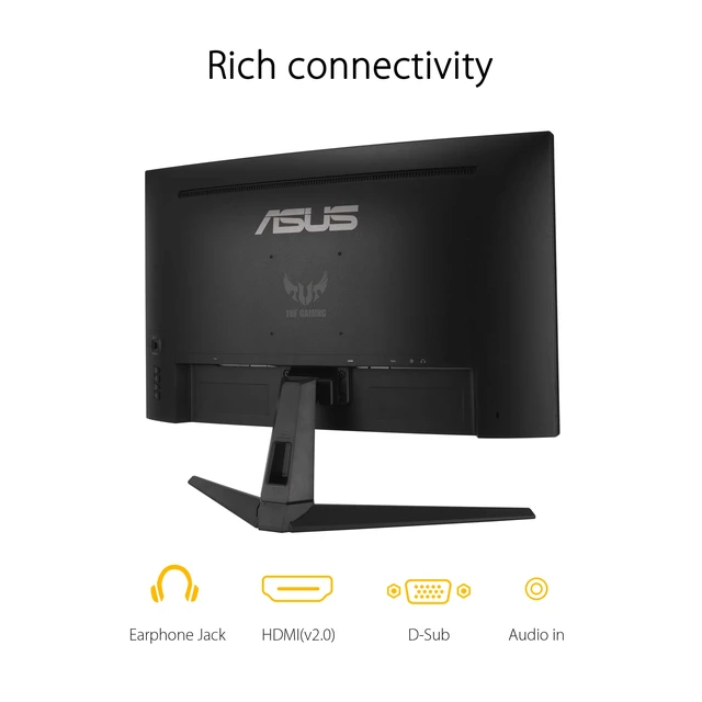Alt view image 6 of 7 - TUF Gaming VG27VH1B 27 Curved Monitor, 1080P Full HD, 165Hz (Supports 144Hz), Extreme Low Motion Blur, Adaptive-sync, FreeSync Premium, 1ms, Eye Care, HDMI D-Sub, Black
