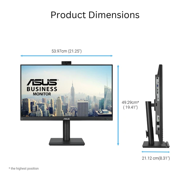 Alt view image 7 of 7 - BE249QFK 24 Inch 1080P FHD Computer Monitor, Webcam, HDMI, DisplayPort IPS, FHD 100Hz, Frameless, VGA, Mic Array, Speakers, Height Adjustable, Ergonomic, Eye Care, VESA Wall Mount, EPEAT Gold