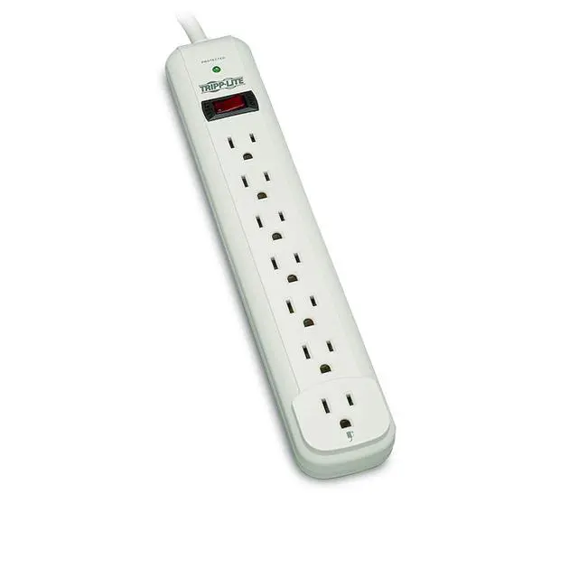 Main image of 7 Outlet Surge Protector Power Strip, Extra Long 12ft Cord, Lifelong & $25,000 Insurance (TLP712),White