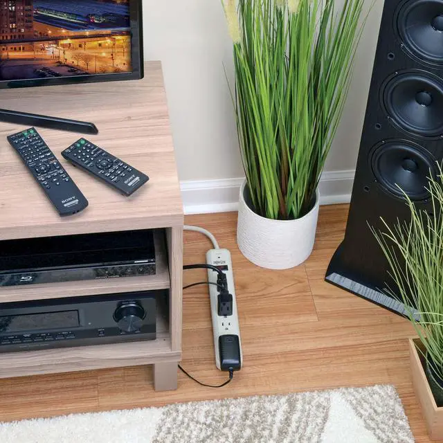 Alt view image 3 of 7 - 7 Outlet Surge Protector Power Strip, Extra Long 12ft Cord, Lifelong & $25,000 Insurance (TLP712),White