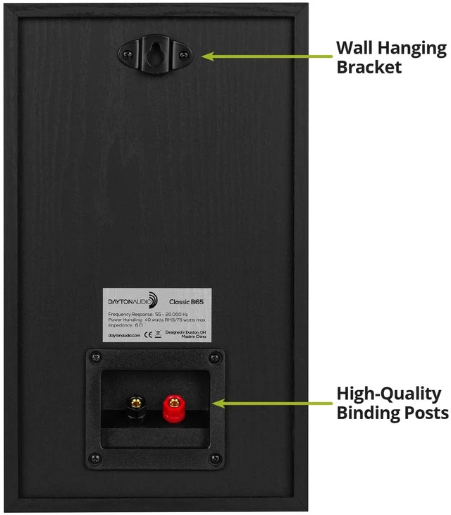 Alt view image 6 of 7 - Classic B65 Bookshelf Speakers, 6.5" Woofer & 1" Tweeter, Passive 2-Way Design, 60W RMS, for Music, TV & Home Audio Systems Black