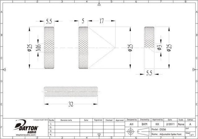 Alt view image 3 of 4 - Dayton Audio DSS6-G Gold Speaker Spike Set 4 Pcs.