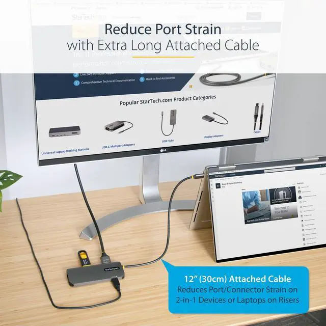 Alt view image 5 of 7 - 6-in-1 USB-C Hub for Monitors, 4K 60Hz HDMI Video, HDR10, Gigabit Ethernet, USB 5Gbps Hub, 100W Laptop Charging with Cable Management for MacBook M1 M2 M3 M4 and Windows