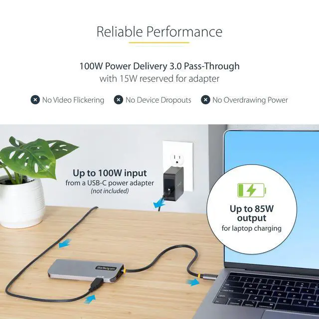Alt view image 6 of 7 - 6-in-1 USB-C Hub for Monitors, 4K 60Hz HDMI Video, HDR10, Gigabit Ethernet, USB 5Gbps Hub, 100W Laptop Charging with Cable Management for MacBook M1 M2 M3 M4 and Windows