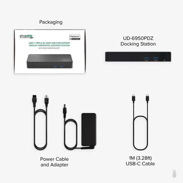Alt view image 6 of 7 - 12-in-1 USB C Triple Monitor Docking Station, Triple 4K Displays with 3X HDMI or 3X DisplayPort, Compatible with Mac, Windows, Thunderbolt, USB4, USB-C (100W PD, 6X USB Ports, Ethernet)