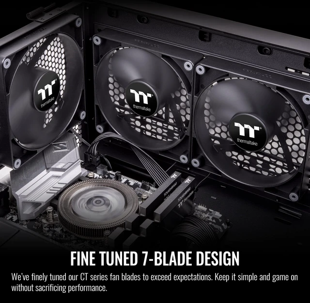 Alt view image 3 of 6 - Thermaltake CT120 PC Cooling Fan (2-Fan Pack), Daisy-Chain Design, Fan speeds up to 2000 RPM, 120 mm Hydraulic Bearing Fan, Anti-Vibration mounting, CL-F147-PL12BL-A