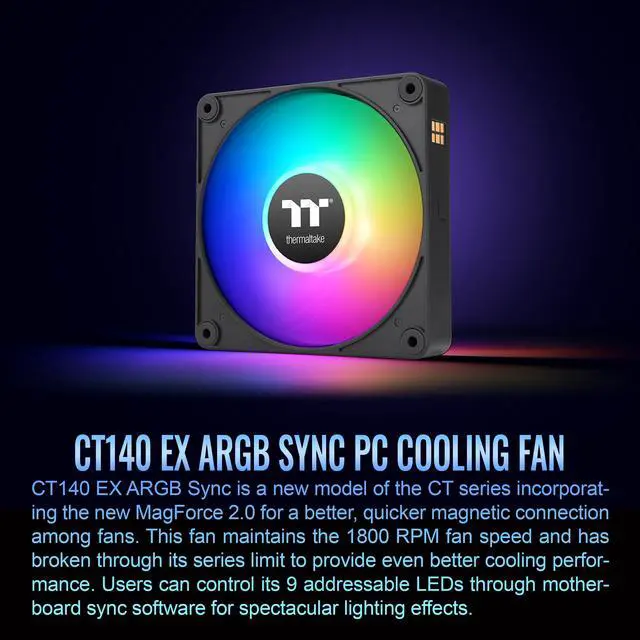 Alt view image 19 of 20 - Thermaltake CT140 EX ARGB Sync PC Cooling Fan 3-Fan Pack 3 Pack CLF182PL14SWA
