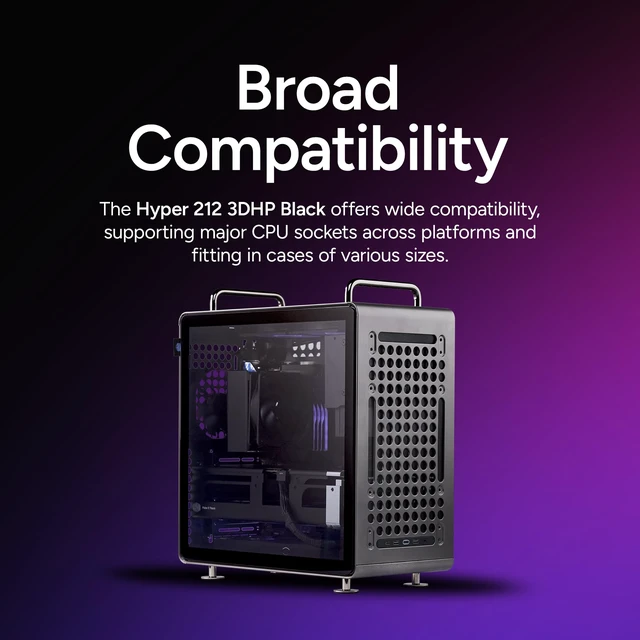 Alt view image 5 of 7 - Cooler Master Hyper 212 3DHP CPU Air Cooler, 3DHP Cooling, PWM Fan | AMD AM5/AM4 & Intel LGA1851/1700 Support Cooler, 3DHP, Quiet Cooling, Mobius 120P PWM Fan, 158 mm, Easy Installation