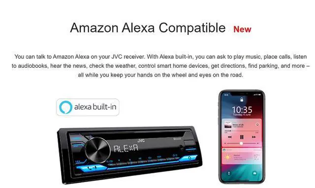 Alt view image 6 of 7 - KD-T710BT - CD Car Stereo, Single Din, Bluetooth Audio and Hands Free Calling w External Microphone, CD, MP3, USB, AUX Input AM/FM Radio, High Power Amp, Amazon Alexa Voice Control