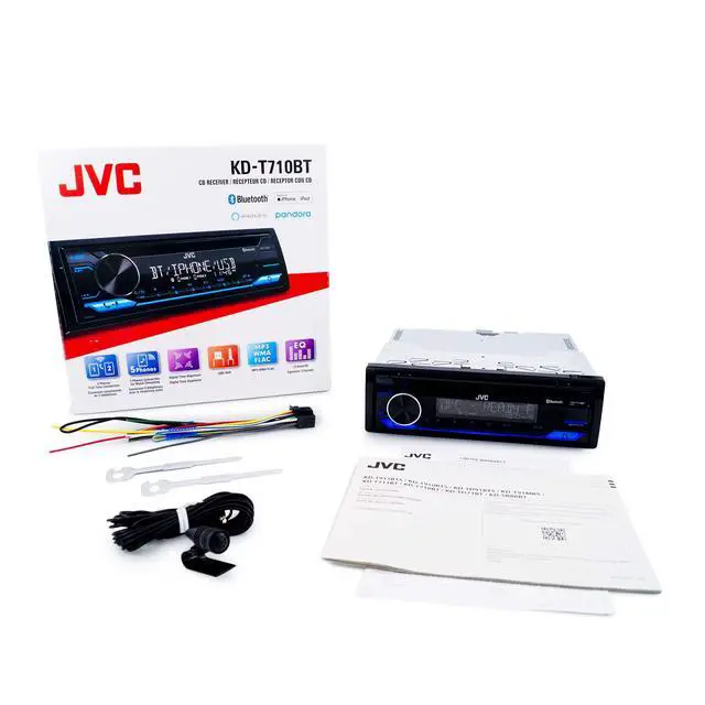 Alt view image 5 of 7 - KD-T710BT - CD Car Stereo, Single Din, Bluetooth Audio and Hands Free Calling w External Microphone, CD, MP3, USB, AUX Input AM/FM Radio, High Power Amp, Amazon Alexa Voice Control