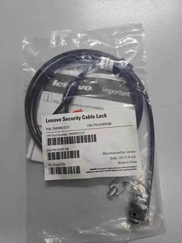 Main image of Lenovo NanoSaver Cable Lock - Patented T-bar/Key Lock - Black - Carbon Steel, Plastic - 5.91 ft - for Notebook, Desktop Computer, Monitor, Tablet