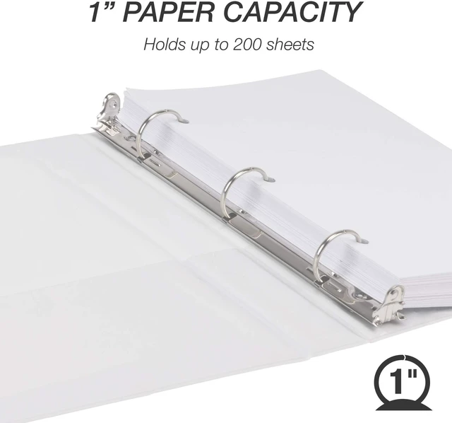Alt view image 3 of 7 - Economy 1 Inch Mini 3 Ring Binder, Round Ring Binder, Holds 5.5 x 8.5 Inch Documents, Customizable Cover, 1" View, 6-Pack, White