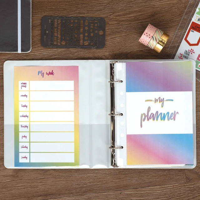 Alt view image 7 of 7 - Economy 1 Inch Mini 3 Ring Binder, Round Ring Binder, Holds 5.5 x 8.5 Inch Documents, Customizable Cover, 1" View, 6-Pack, White