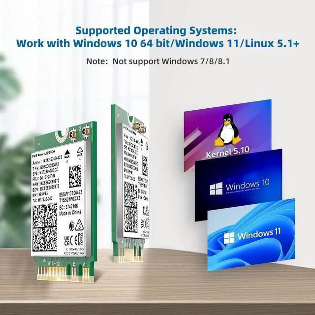 Alt view image 17 of 19 - Intel WiFi 6E AX210 (Gig+) Wireless Network Adapter No vPro, Bluetooth 5.2 AX210.NGWG Wi-Fi 6E