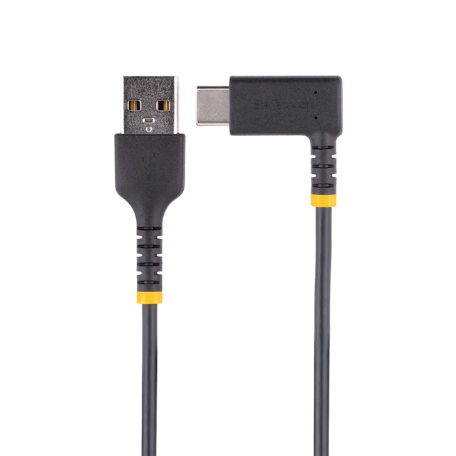 Alt view image 2 of 7 - 6ft (2m) USB A to C Charging Cable Right Angle - Heavy Duty Fast Charge USB-C Cable - USB 2.0 A to Type-C - Rugged Aramid Fiber - 3A - USB Charging Cord (R2ACR-2M-USB-CABLE)