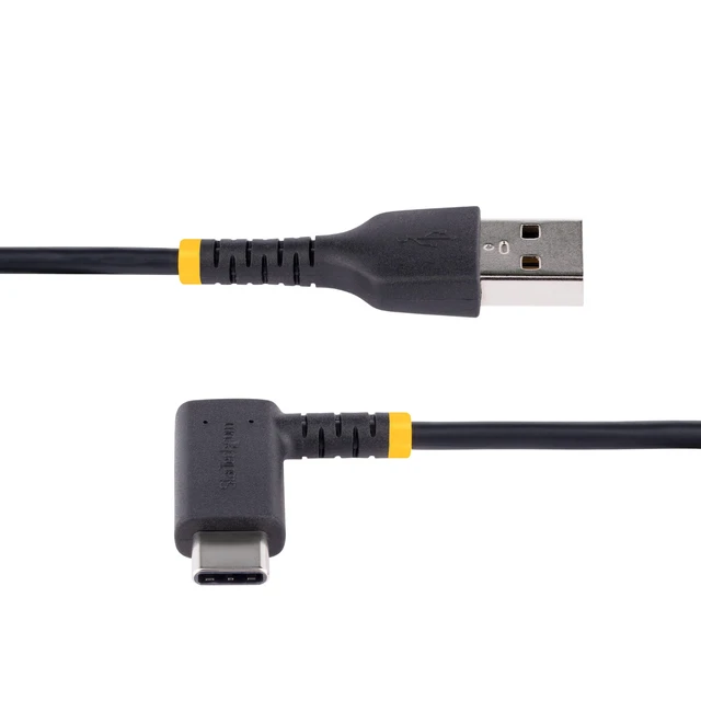 Alt view image 3 of 7 - 6ft (2m) USB A to C Charging Cable Right Angle - Heavy Duty Fast Charge USB-C Cable - USB 2.0 A to Type-C - Rugged Aramid Fiber - 3A - USB Charging Cord (R2ACR-2M-USB-CABLE)
